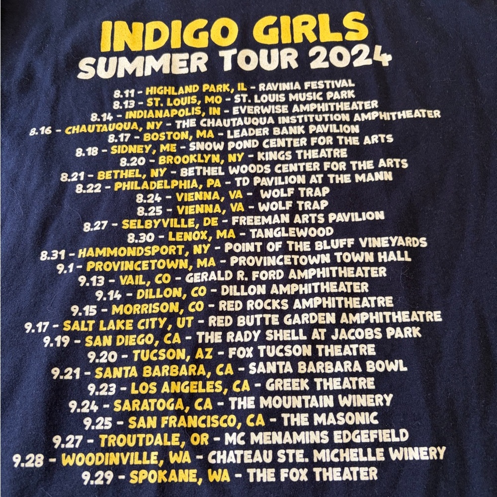 Indigo Girls 2024 Summer Concert Tee - L - Picture 4 of 5